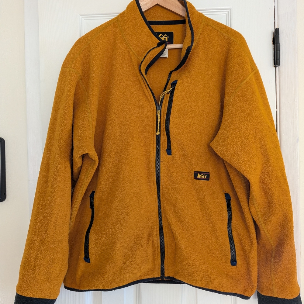 Vintage REI Men's Polartec Fleece Gold Yellow Full Zip Jacket Size Medium